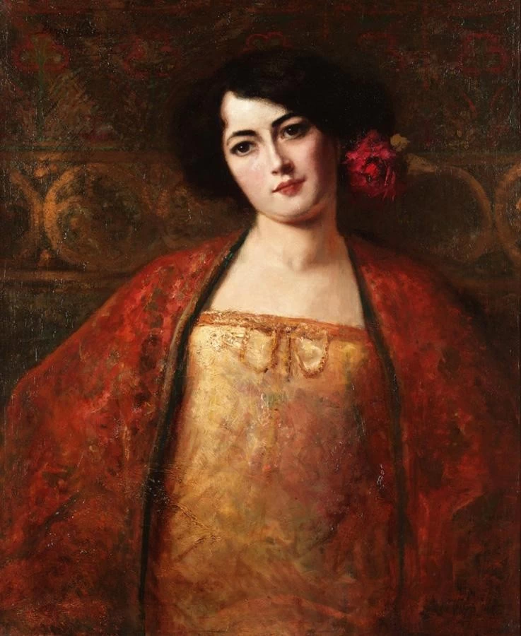Jean - Joseph Benjamin, Constant, 158, Ritratto di signora in rosso
